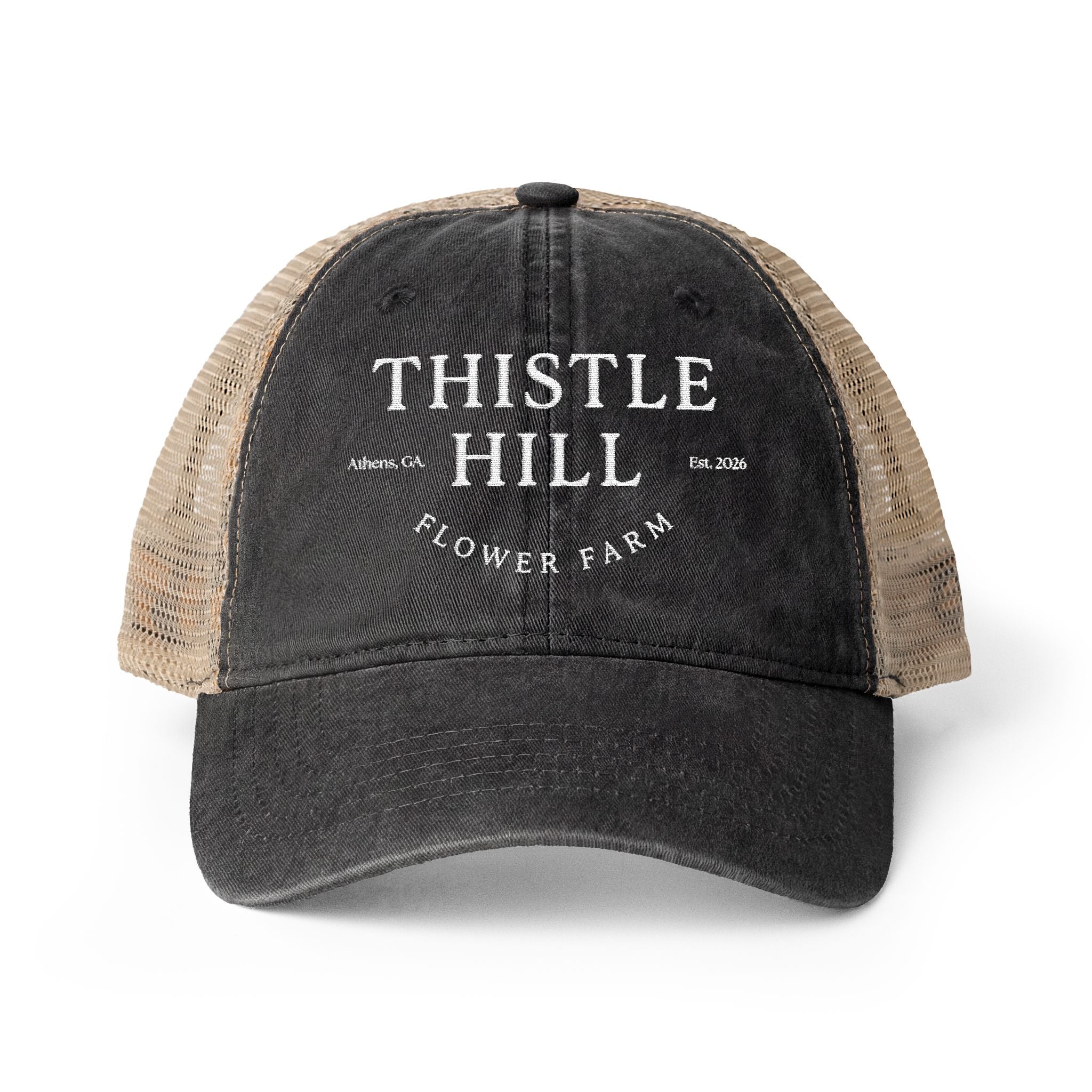Women's Washed Mesh-Back Cap (White)