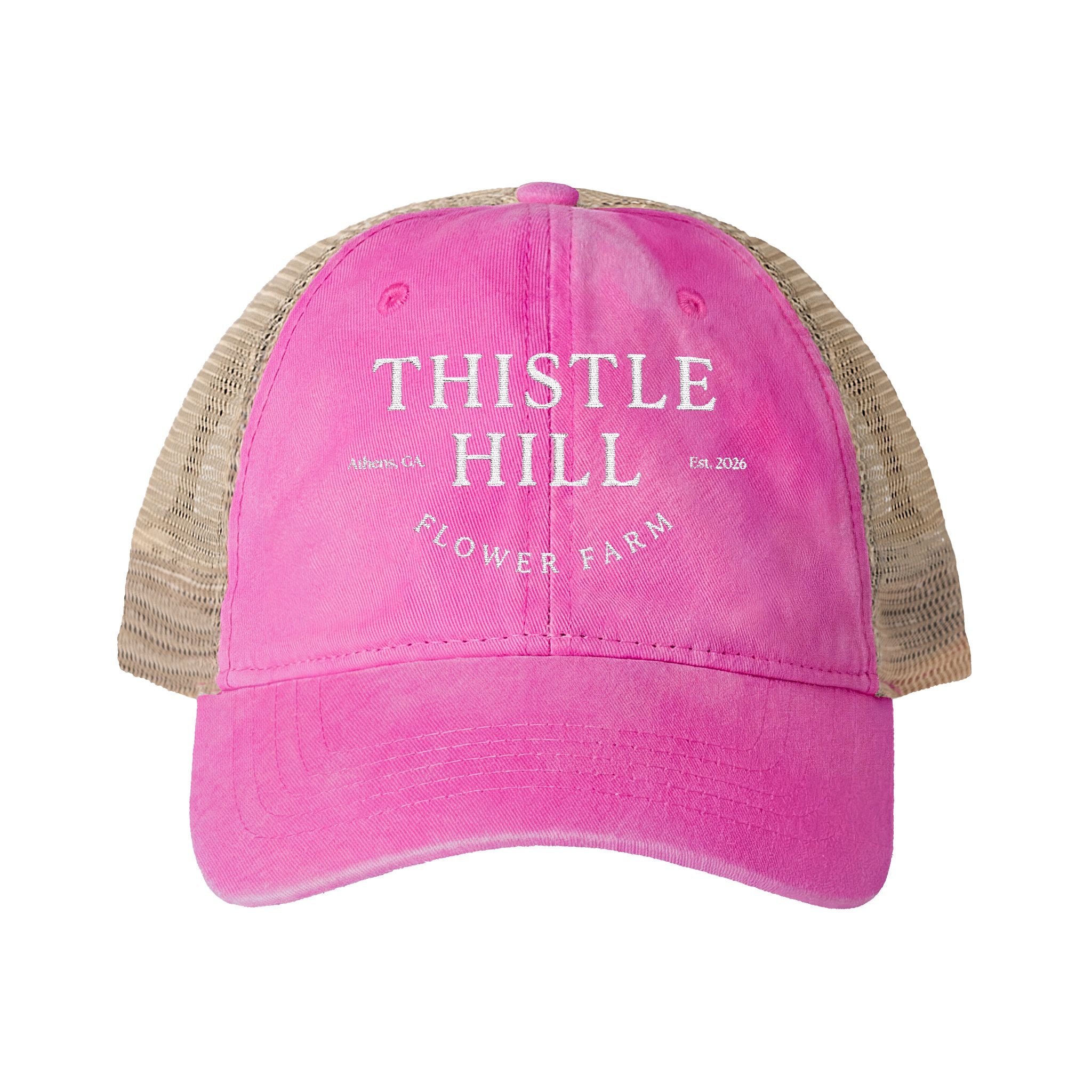 Women's Washed Mesh-Back Cap (White)