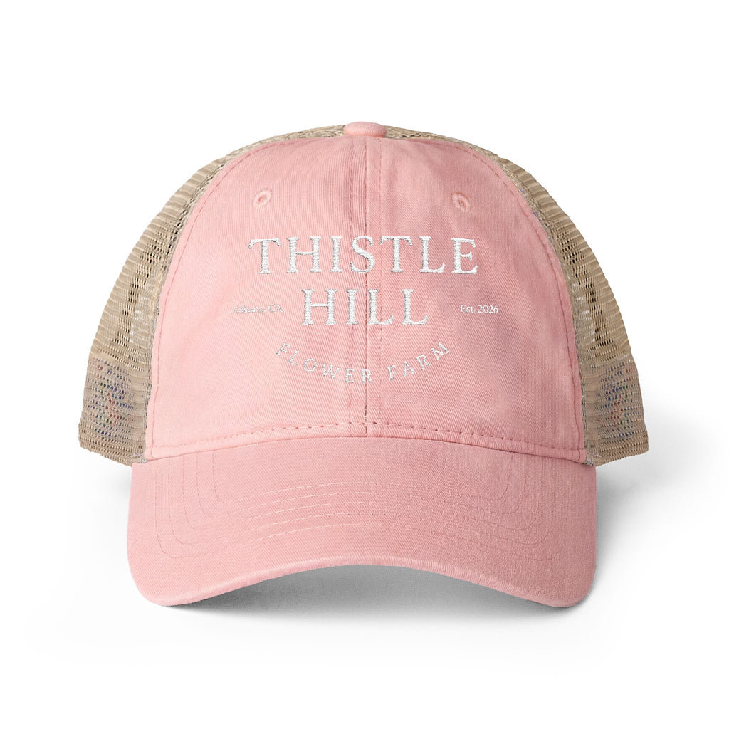 Women's Washed Mesh-Back Cap (White)