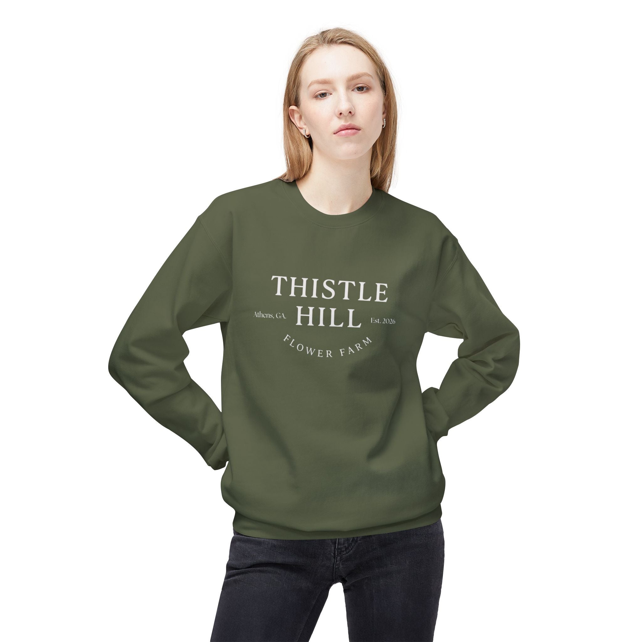 Midweight Softstyle Fleece Crewneck Sweatshirt (white)
