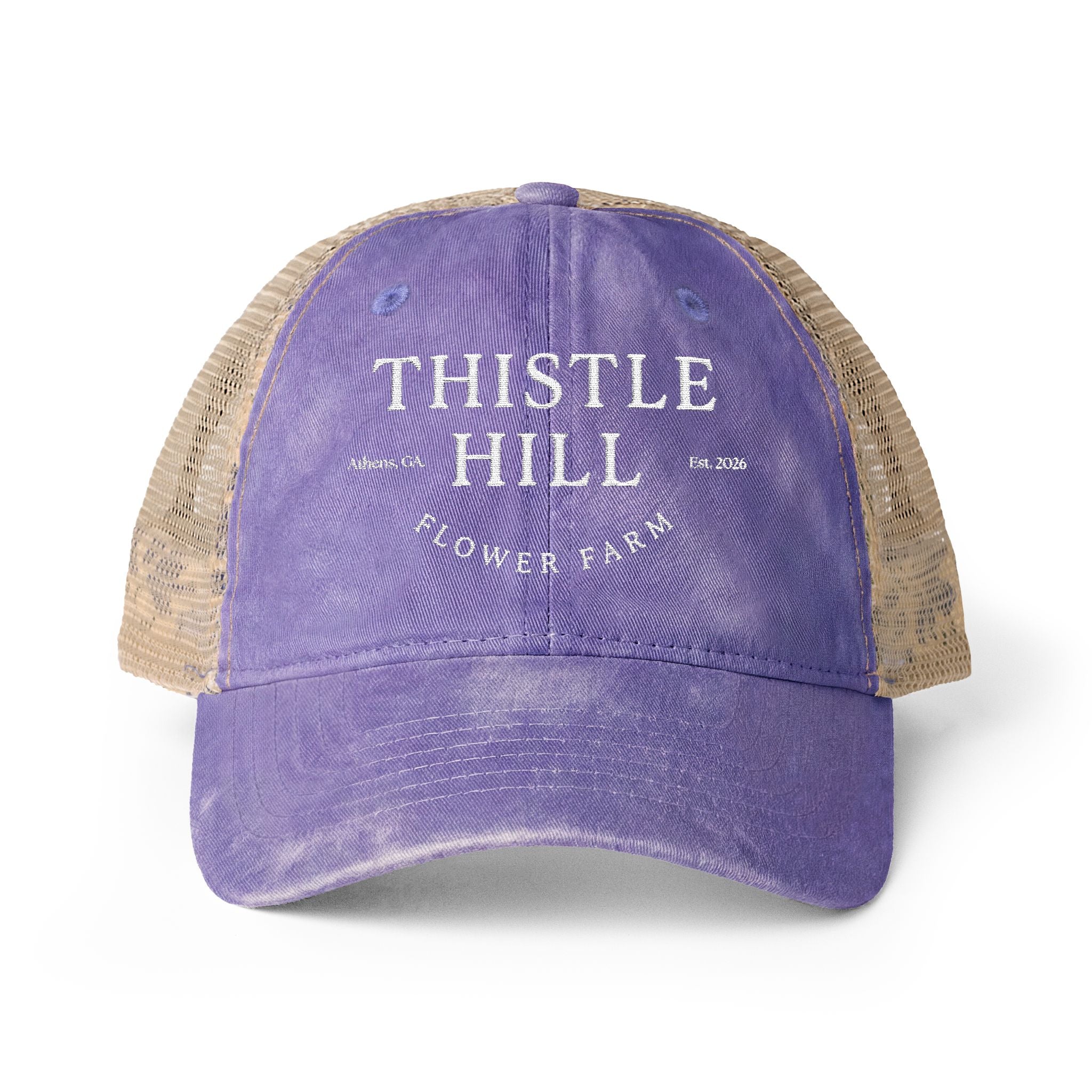 Women's Washed Mesh-Back Cap (White)