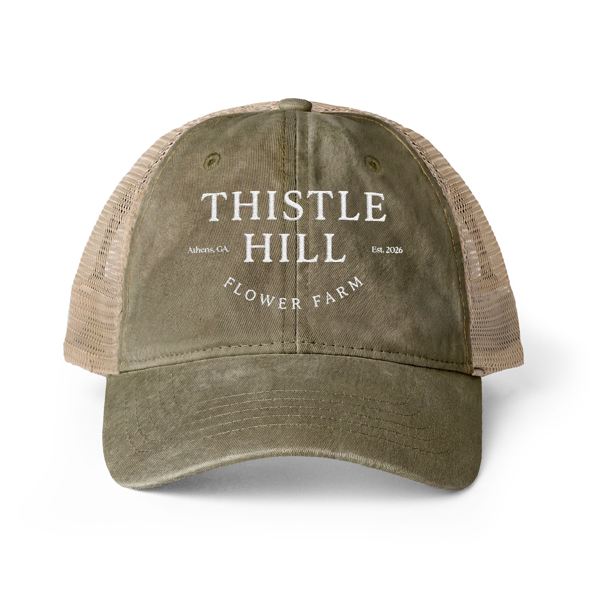 Women's Washed Mesh-Back Cap (White)
