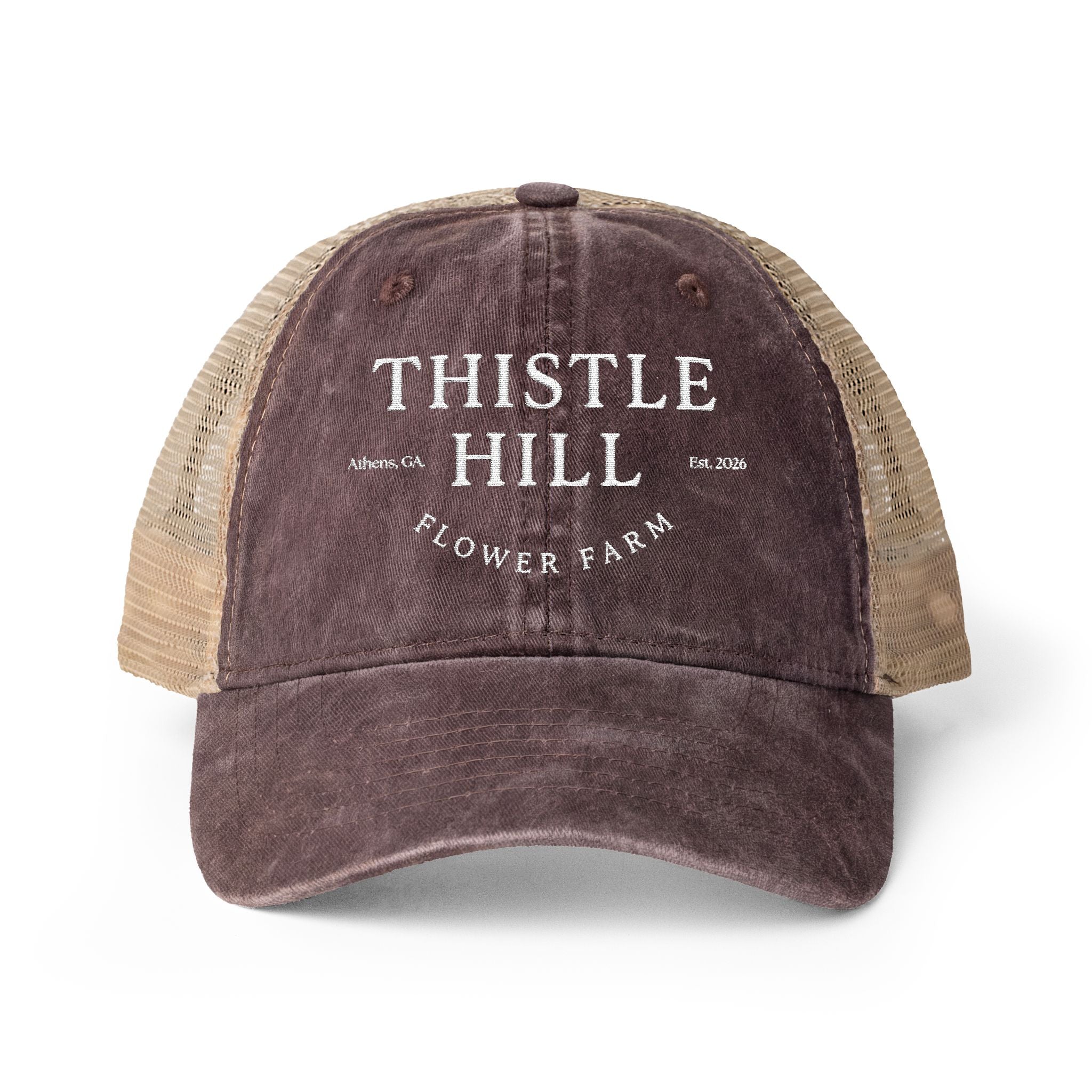 Women's Washed Mesh-Back Cap (White)