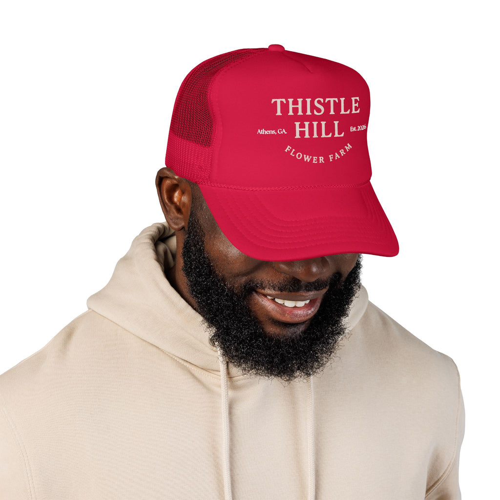 Thistle Hill Flower Farm Foam Trucker Hat (WHITE)