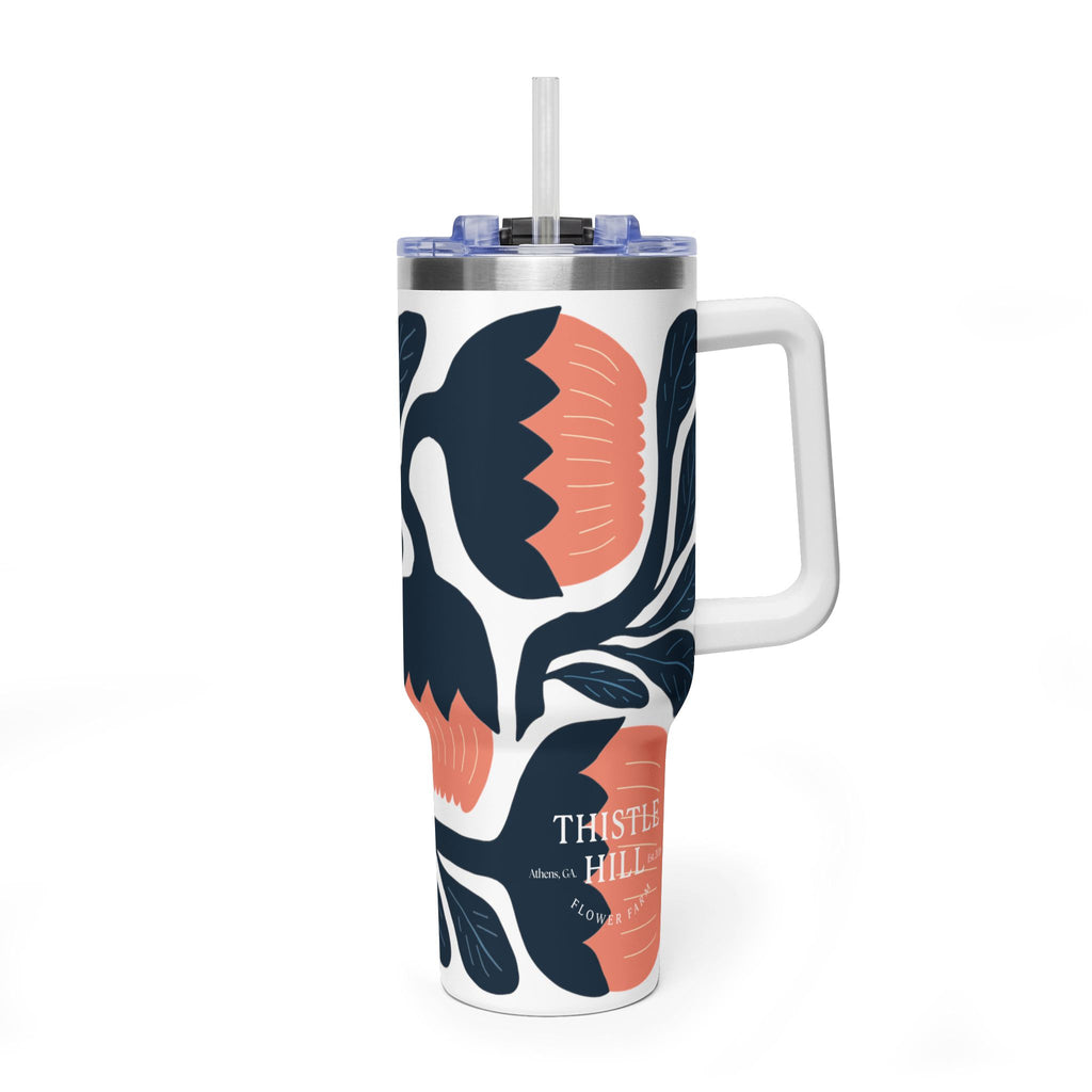 40oz Thermal Tumbler — Pastel Geometric Triangle Insulated Travel Cup