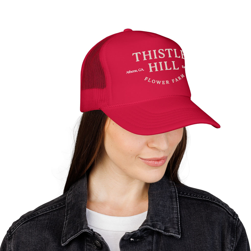 Thistle Hill Flower Farm Foam Trucker Hat (WHITE)