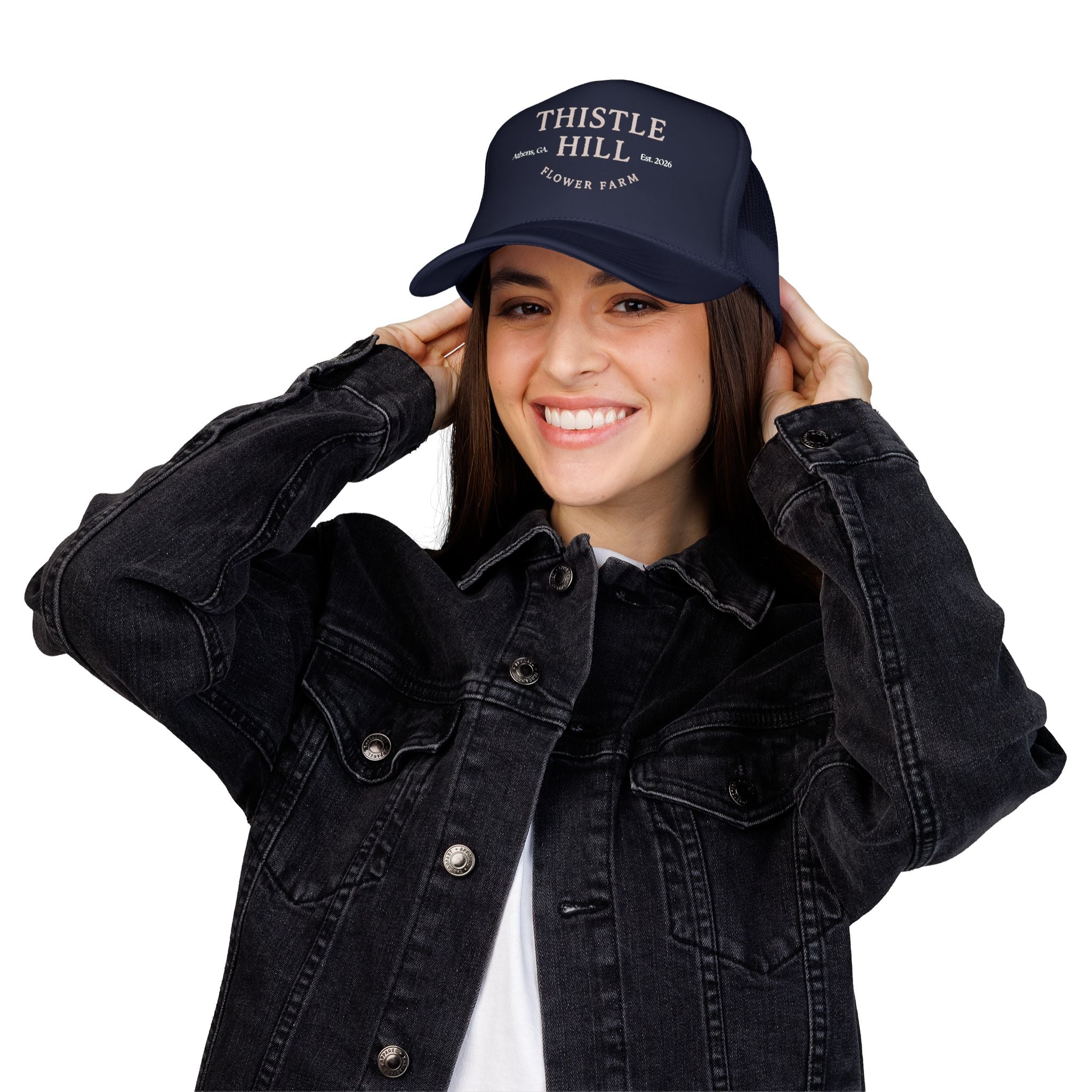 Thistle Hill Flower Farm Foam Trucker Hat (WHITE)