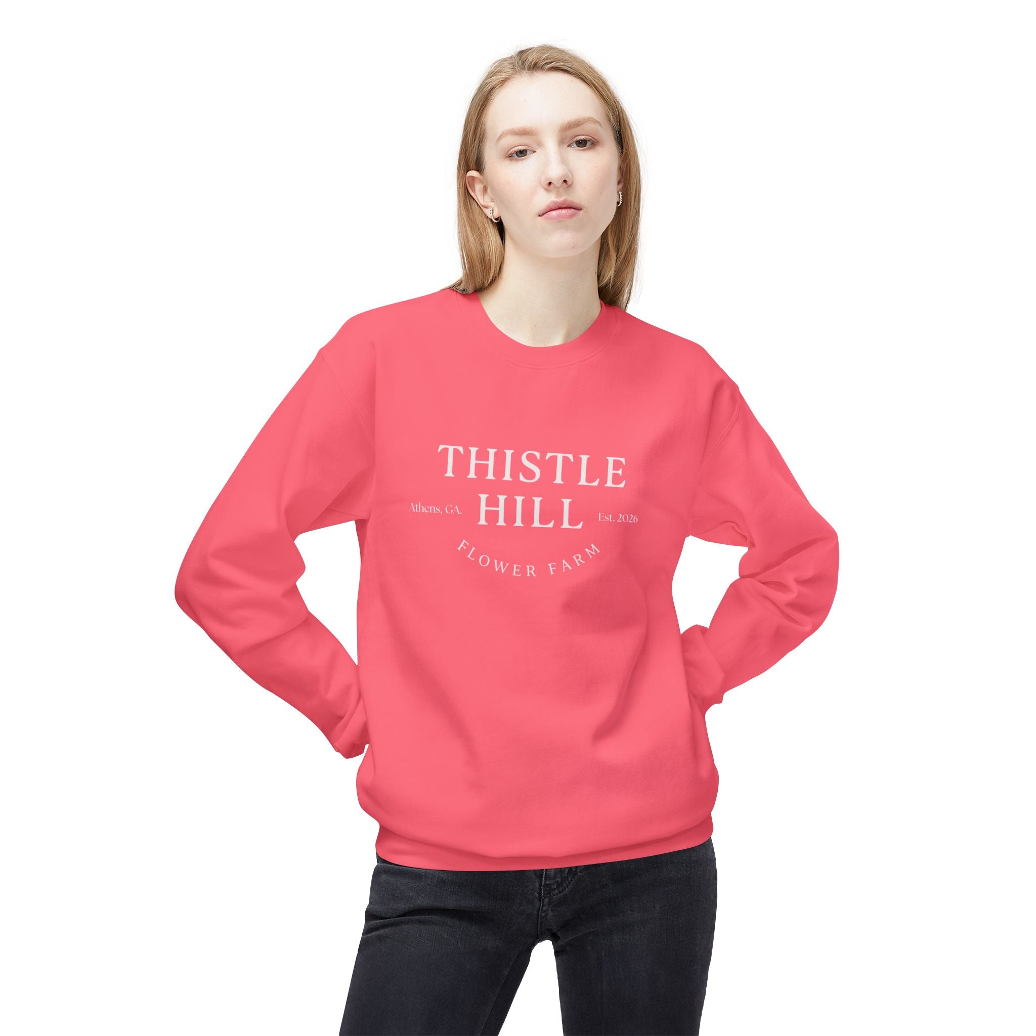 Midweight Softstyle Fleece Crewneck Sweatshirt (white)