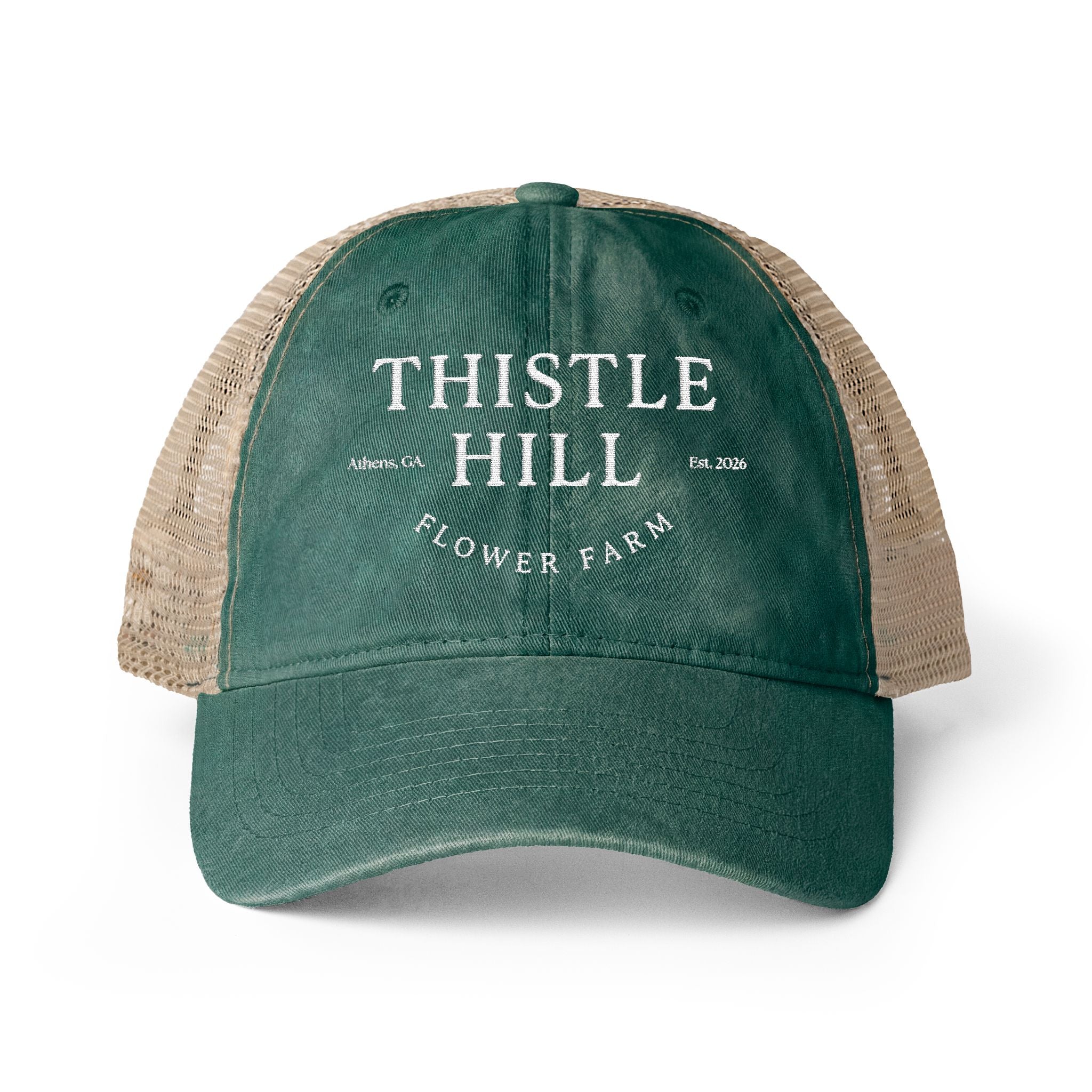 Women's Washed Mesh-Back Cap (White)