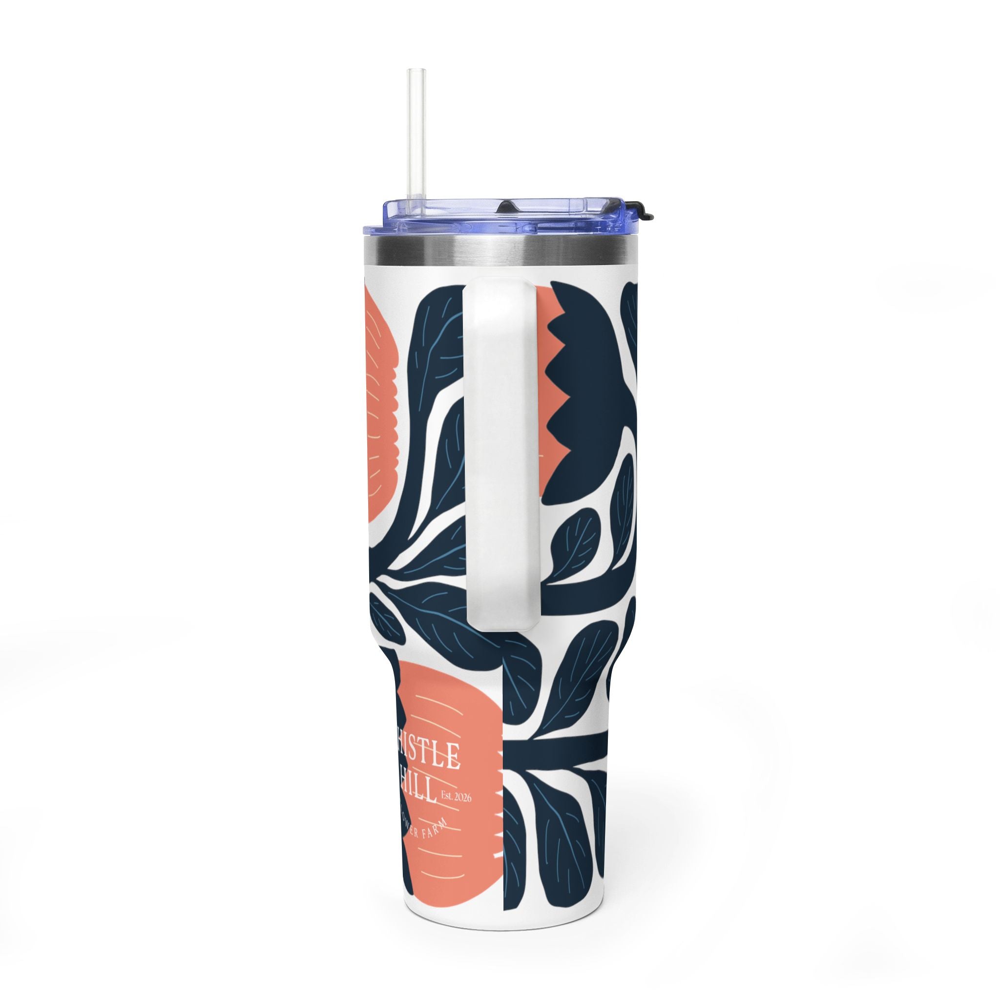 40oz Thermal Tumbler — Pastel Geometric Triangle Insulated Travel Cup
