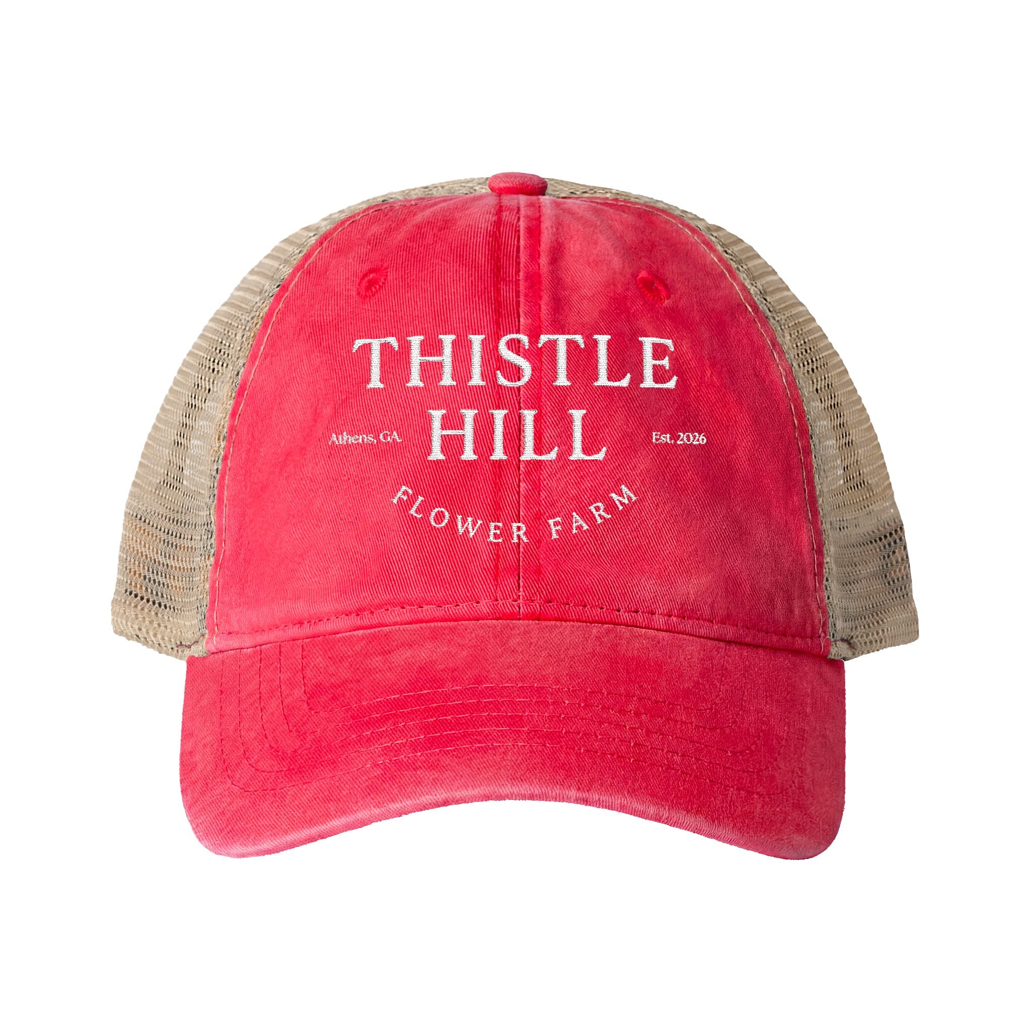 Women's Washed Mesh-Back Cap (White)
